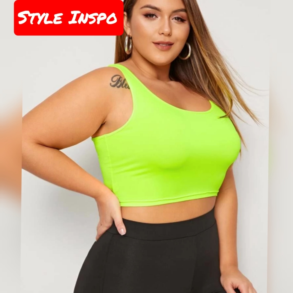 Neon Green Cropped Top (Plus Size)
